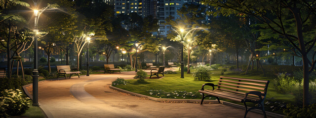 Nighttime Urban Park