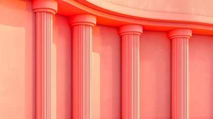 Fototapeta premium Modern Parapet Wall in Bright Coral with Curved Features and Striking Appeal