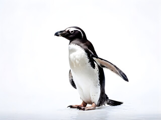 Naklejka premium Humboldt penguin standing on white background.
