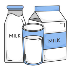 Milk Carton and Milk Bottle and Milk Glass icon