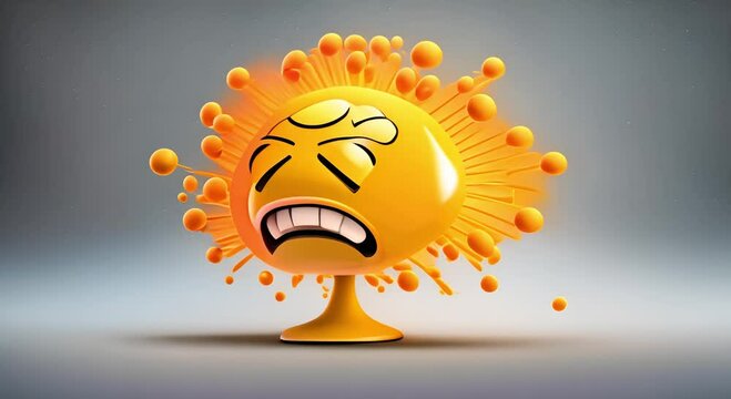 Amazing emoji with shocked and sad yellow face with brain explosion