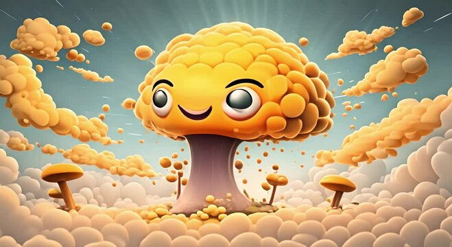 Amazing emoji with shocked and sad yellow face with brain explosion