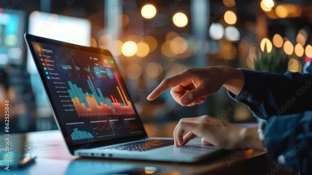 Poster business data analyst uses graphs metrics and kpis to enhance organizational performance implements 