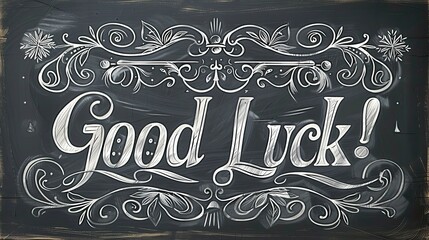 Good Luck Chalkboard with Classic Design and Japanese Characters