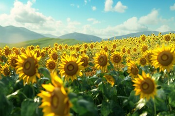 Obraz premium sun flower field by generative ai