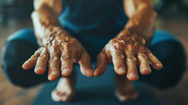 Close-up of a personal trainer&acirc;s hands demonstrating an exercise move