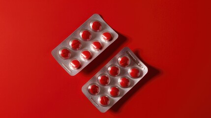 Red Background with Pair of Pill Blister Packs