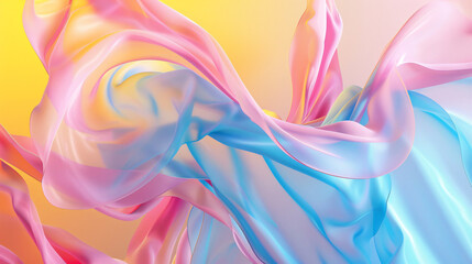 Fototapeta premium Abstract colorful background with fluid shapes, vibrant colors and a sense of movement. The composition includes swirling lines in pink, blue and yellow hues