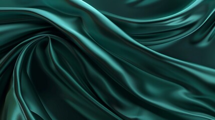 Obraz premium Elegant emerald green satin fabric with luxurious drapes