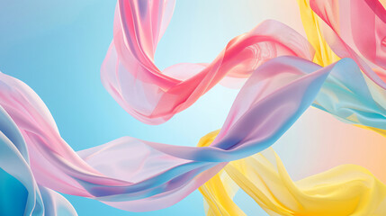 
Abstract colorful background with fluid shapes, vibrant colors and a sense of movement. The composition includes swirling lines in pink, blue and yellow hues