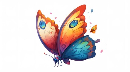 Cute butterfly cartoon on white background. 
