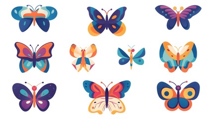 Naklejka premium Cute butterfly cartoon on white background. 