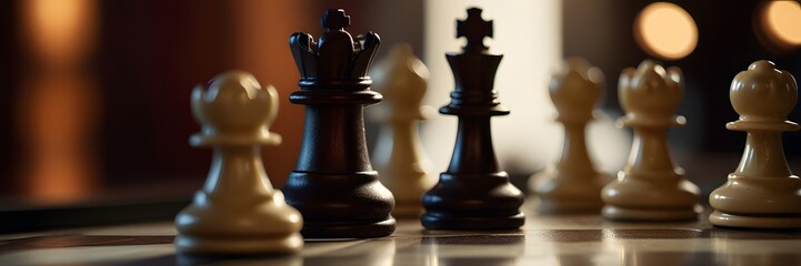Fototapeta premium chess pieces on a table, ai generated