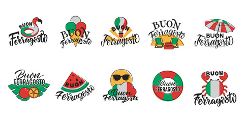 Set of summer lettering for Italian holidays in a vector