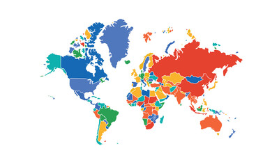Obraz premium World Map isolated modern colorful style. for website layouts, background, education, precise, customizable, Travel worldwide, map silhouette backdrop, earth geography, political, reports.