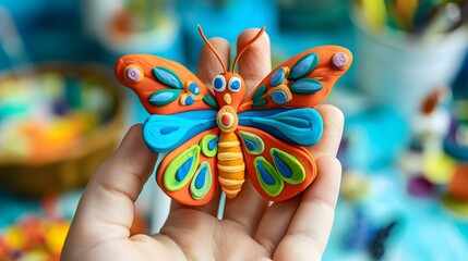 Cute butterfly cartoon on white background. 