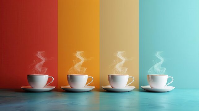 Hot coffee steam flat design front view cafe theme water color Triadic Color Scheme