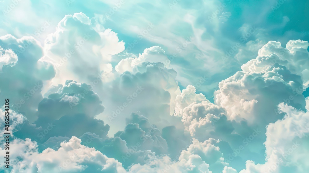 Poster cloud texture against a blue sky with example copy space image. generative ai