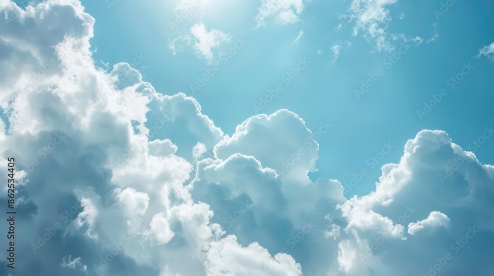 Poster cloud texture against a blue sky with example copy space image. generative ai