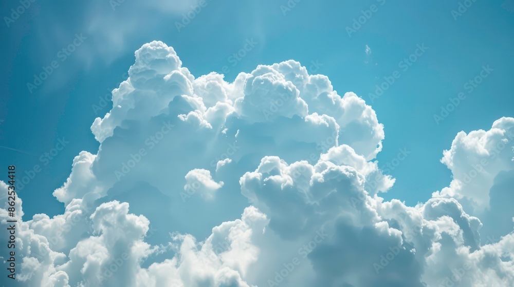 Poster cloud texture against a blue sky with example copy space image. generative ai