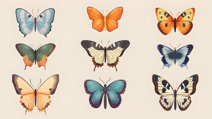 Obraz premium Cute butterfly cartoon on white background. 