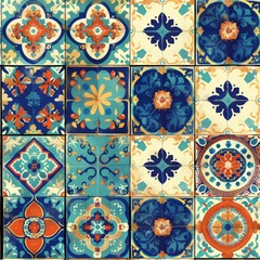 Vibrant Patchwork of Traditional Ceramic Tiles Patterns