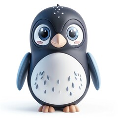 Cute cartoon penguin with big eyes. Adorable, playful character design, perfect for children's illustrations, animations, and toys.
