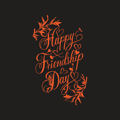 Happy Friendship Day typography calligraphy Silhouette vector