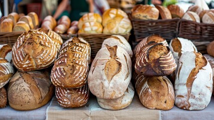 Artisan Bread Display at Local Farmers Market