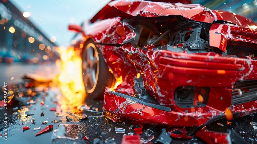 Aufkleber create an image of a minor rear-end collision on a city street during stop-and-go traffic.