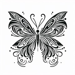 Elegant Line Art of a Butterfly