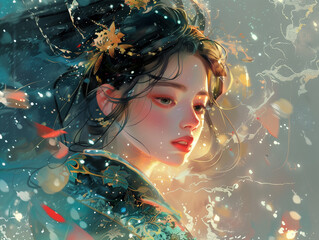 Oriental Magic Fantasy Female Illustration Image