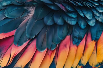 Obraz premium Vibrant parrot feathers in close-up detail