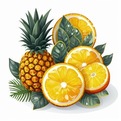 tropical fruit flat illustration, Memphis style, vector, isolated on white background, 2d, flat vector illustration