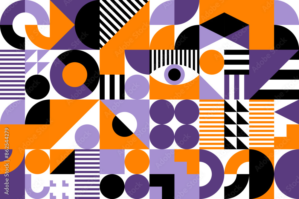 Aufkleber halloween abstract modern geometric pattern. halloween gift wrapping paper color pattern with vintag