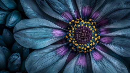 Vibrant blue and purple flower with striking details