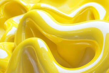 Flowing yellow abstract background with waves and glossy texture