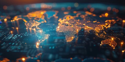 Fototapeta premium Digital Connectivity Spanning Across Continents