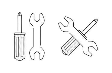 レンチとドライバーのアイコンセット