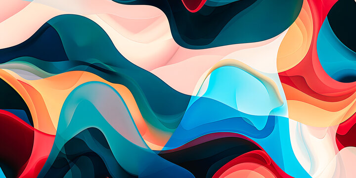 Papier peint color&eacute; abstrait avec formes arrondies