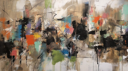 Fototapeta premium Watercolor painting on the wall, Image of abstract painting on a canvas