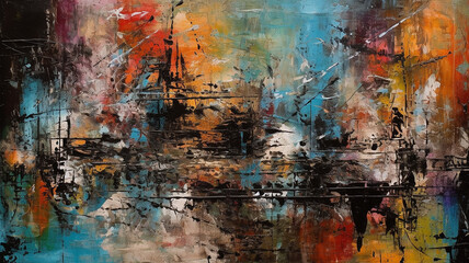 Watercolor painting on the wall, Image of abstract painting on a canvas