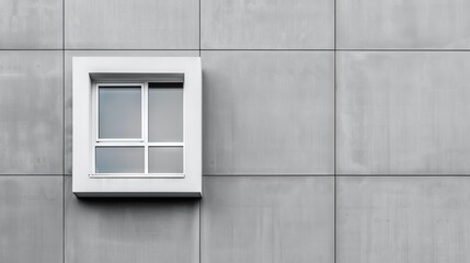Create a minimalistic architectural photograph with negative space, featuring a single window