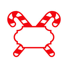 Logo candy cane de navidad. Marco con silueta de 2 bastones de caramelo cruzados para tarjetas y felicitaciones