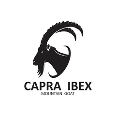 capra ibex logo vector icon illustration design template, this logo suitable for adventure, survive and hiking