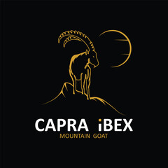 capra ibex logo vector icon illustration design template, this logo suitable for adventure, survive and hiking