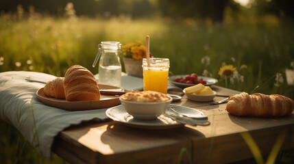 Breakfast at picnic