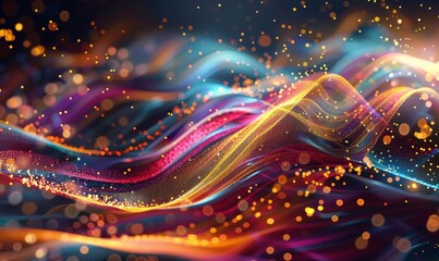 Obraz premium Abstract background with flowing data streams in a digital network concept