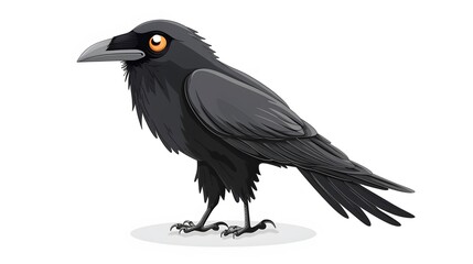 Fototapeta premium Cartoon crow isolated on white background. 