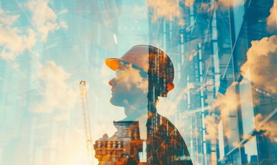 A modern civil construction worker operates advanced equipment at a construction site